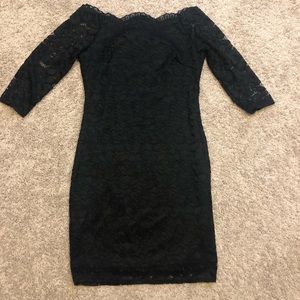 Lace off the shoulder 3/4 sleeve dress